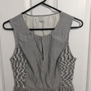 Size S blueish grey and white vertical striped dress